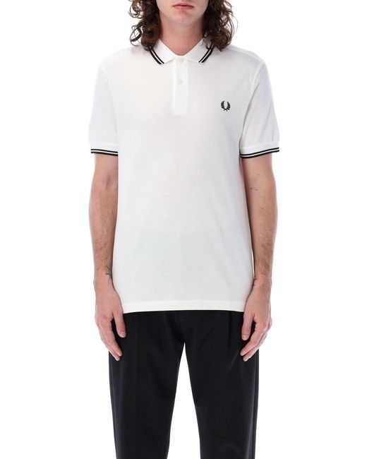 Fred Perry White The Twin Tipped Piqué Polo Shirt for men