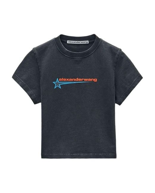 Alexander Wang Blue Crystal Hotfix Star Jersey T-Shirt