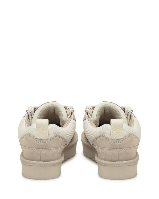 Ugg White Cream-colored Suede And Mesh Sneakers