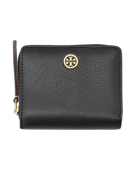 Tory Burch Robinson Pebbled BiFold Wallet in Black Lyst UK