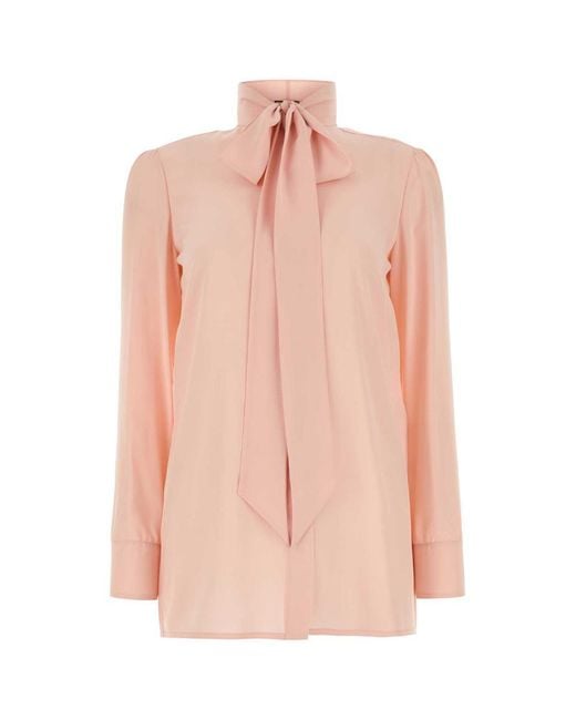 Gucci Pink Silk Shirt With Bow