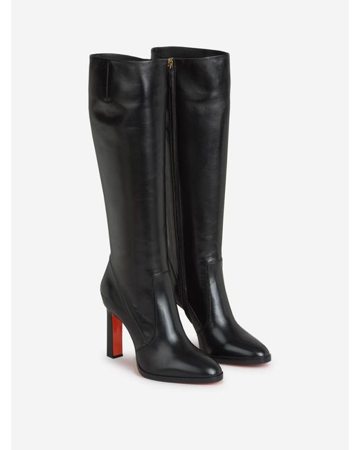 Santoni Black High Leather Boots
