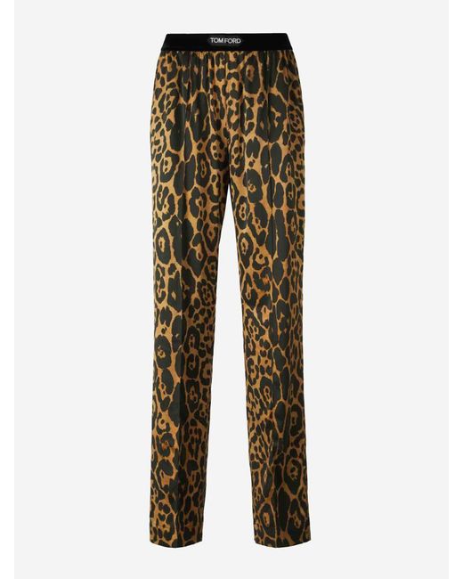 Tom Ford Multicolor Silk Leopard Pants