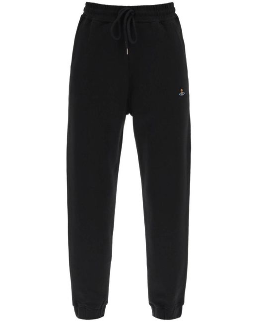 Vivienne Westwood Black Orb Logo Organic Cotton Sweatpants for men