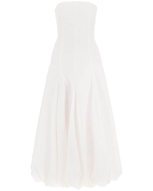 Paloma Wool White Organic Cotton Midi Dress With Globe Print