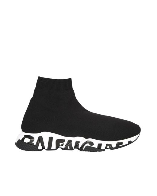 Balenciaga Synthetic Speed Lt Graffiti Sneakers in Black for Men | Lyst