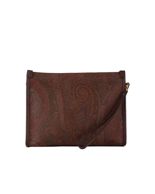 Etro Brown Paisley Pouch for men