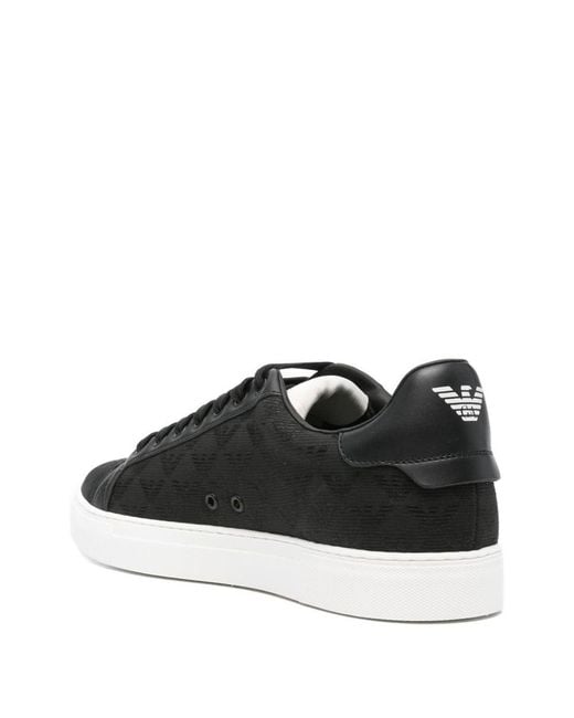 Emporio Armani Black Allover Logo Sneakers for men