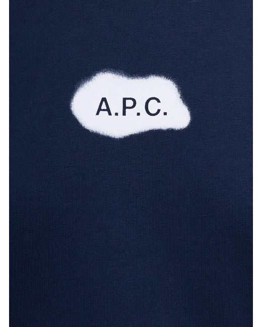 A.P.C. Blue 'Sibylle' Crewneck Sweatshirt With Logo Print