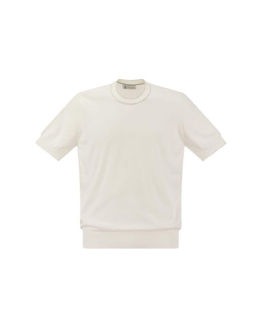 Brunello Cucinelli White Knit T-shirt for men