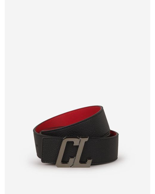 Christian Louboutin Red Grainy Leather Belt for men