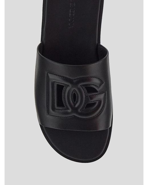 Dolce & Gabbana Black Logoed Slides for men