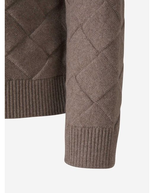 Bottega Veneta Gray Intreccio Wool Sweater for men