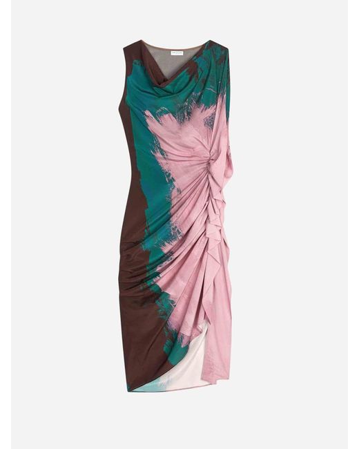 Dries Van Noten Multicolor Draped Midi Dress