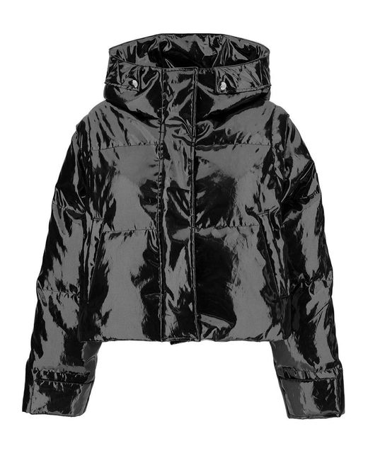 ANITROC Black 'Chiara' Oversized Down Jacket With Logo Patch