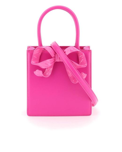 Self-Portrait Self Portrait Bow Mini Tote Bag in Pink | Lyst