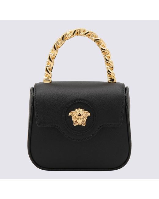 Versace Black Leather Medusa Handle Bag