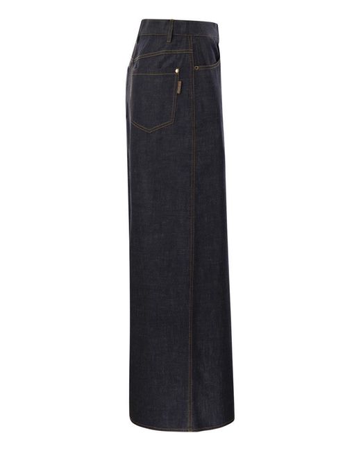 Brunello Cucinelli Black Long Five-Pocket Skirt