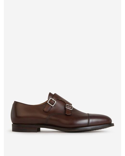 Crockett and Jones Brown Monkstrap Lowndes Buckle Shoes for men