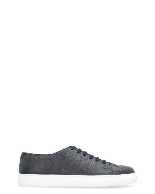 Doucal's Blue Leather Low-Top Sneakers for men