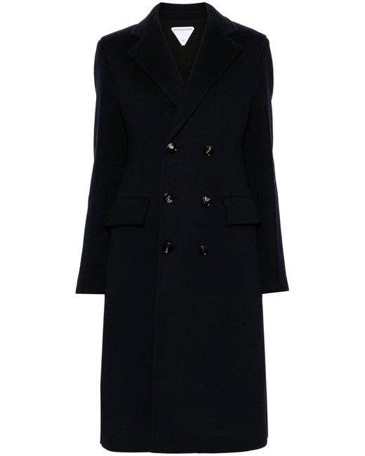 Bottega Veneta Black Double-breasted Coat Clothing