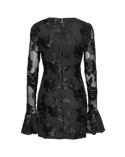ROTATE BIRGER CHRISTENSEN Black Mini Abito Con Fiori Incrostati