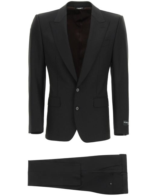 Dolce & Gabbana Sicilia Fit Two-piece Suit In Virgin Wool in Black for ...