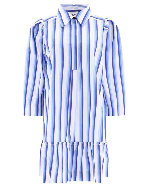 Ganni Blue Striped Shirt Dress