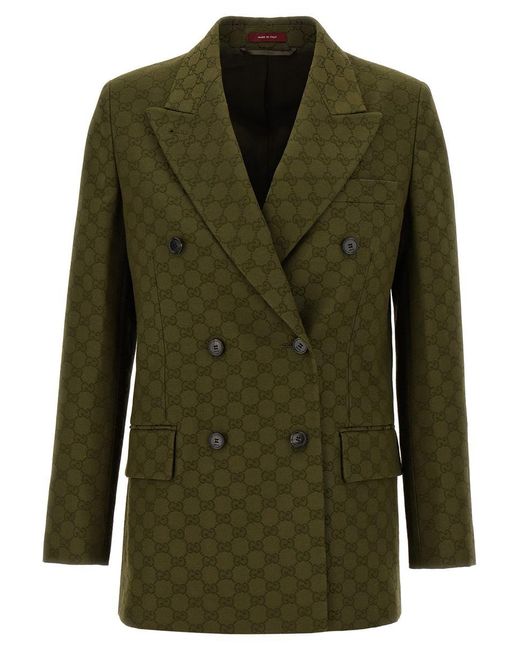 Gucci Green Gg Double-breasted Blazer