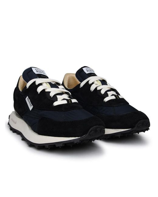 RUN OF Black Two-tone Suede Blend Sneakers for men