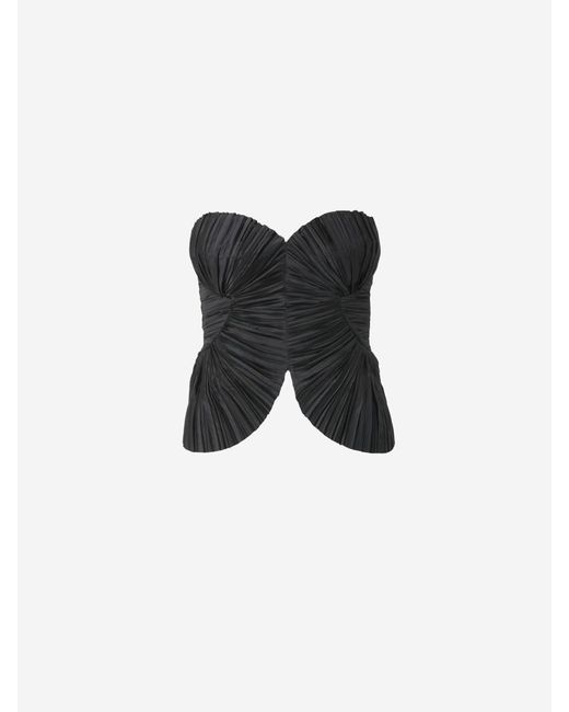 Cult Gaia Black Jace Pleated Top