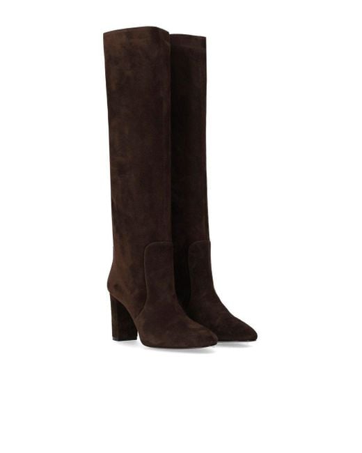 Via Roma 15 Brown Dark Suede Heeled High Boot
