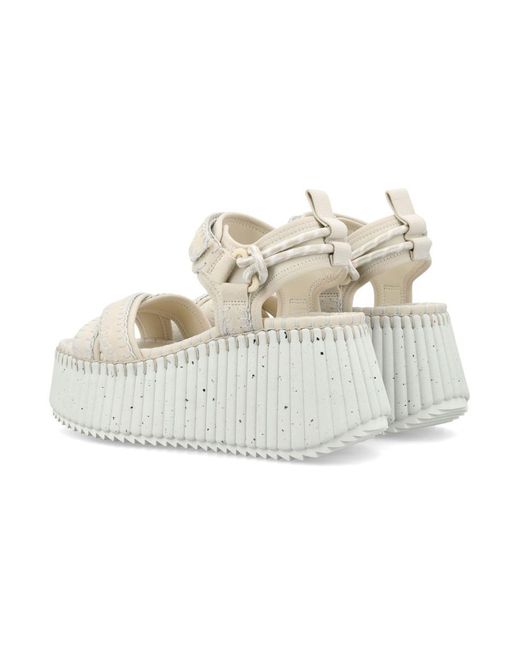 Chloé White Nama Platform Sandals