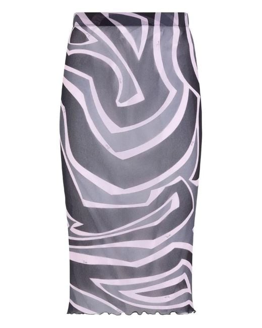 Emilio Pucci Gray Abstract Print Skirt
