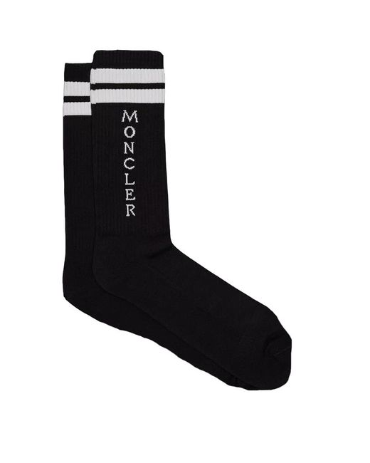Moncler Cotton Socks Logo in Black for Men | Lyst