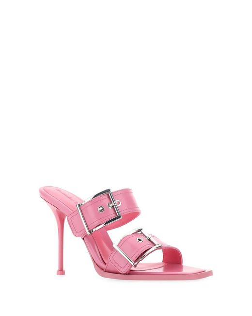 Alexander McQueen Pink Leather Mules