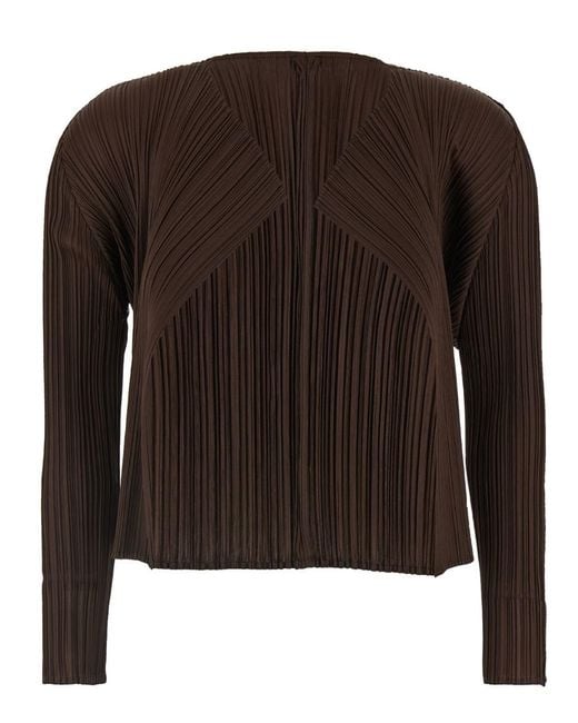 Pleats Please Issey Miyake Brown 'Monthly Colors: March' Cardigan