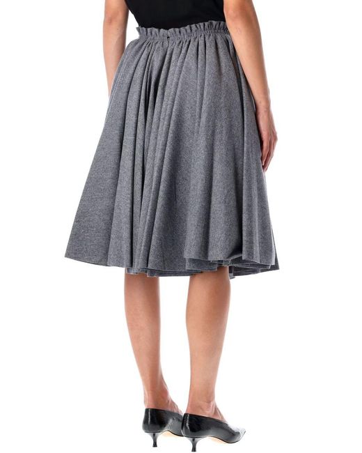 AMI Gray Corolla Wool Flannel Midi Skirt