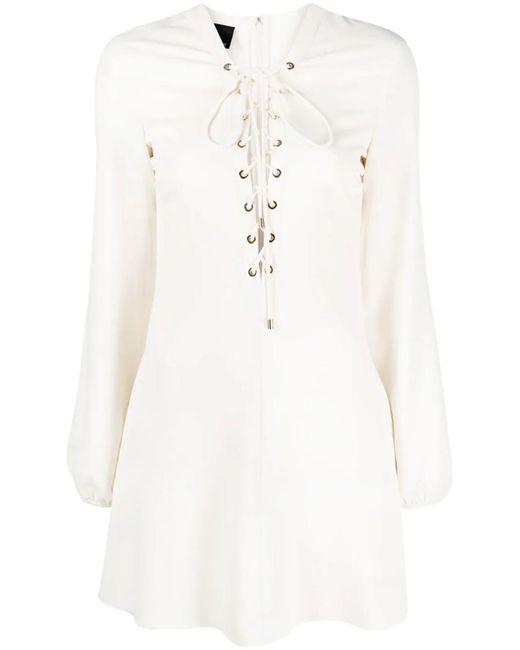 Pinko White Lace-up Mini Dress