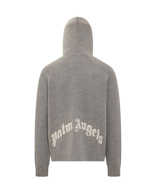 Palm Angels Gray Jacquard Logo Sweatshirt for men