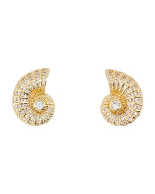 Self-Portrait Metallic Crystal Shell Earrings