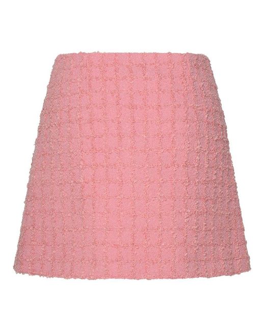 Versace Pink Wrap Skirt In Boucle Tweed