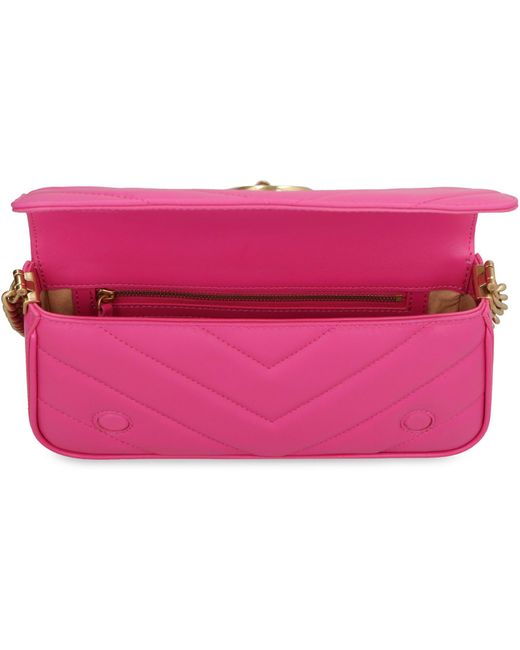 Pinko Pink Mini Love Click Leather Baguette Bag