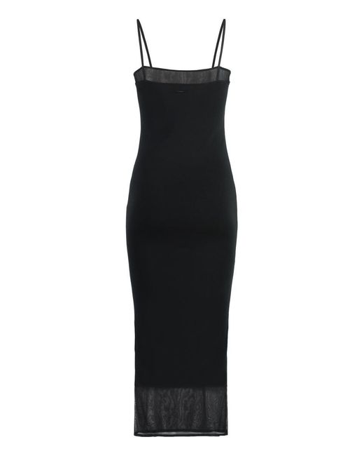 Calvin Klein Black Ribbed Knit Midi Dress