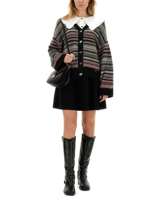 Ganni Black Boxy Fit Cardigan