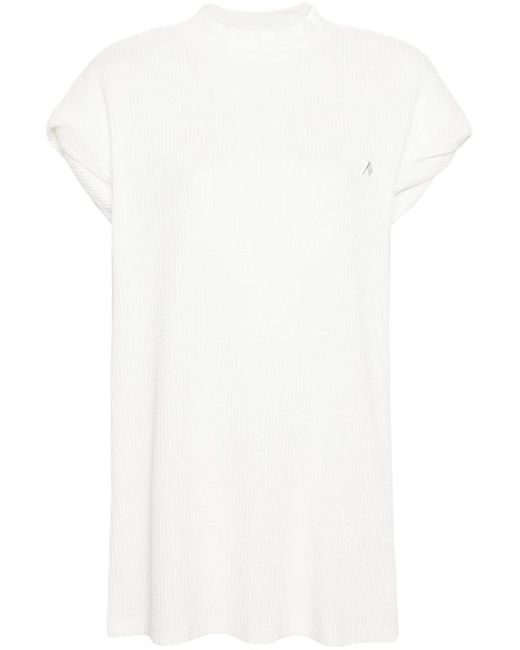 The Attico White Shoulder-padded Waflle-effect T-shirt