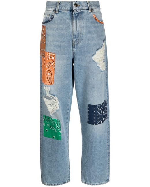 Alanui Blue California Patchwork-detailing Jeans