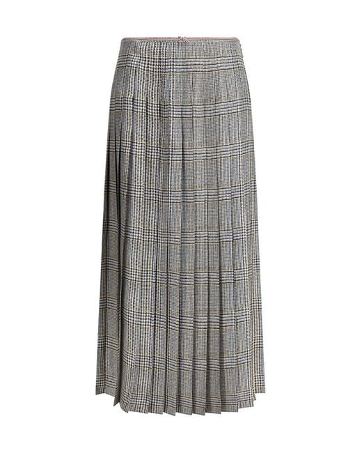 Thom Browne Gray Silk Tweed Skirt