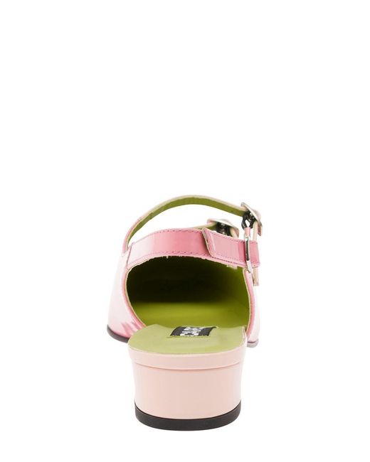 CAREL PARIS 'abricot' Pink Slingback Mary Janes With Contrasting Toe In Leather Woman