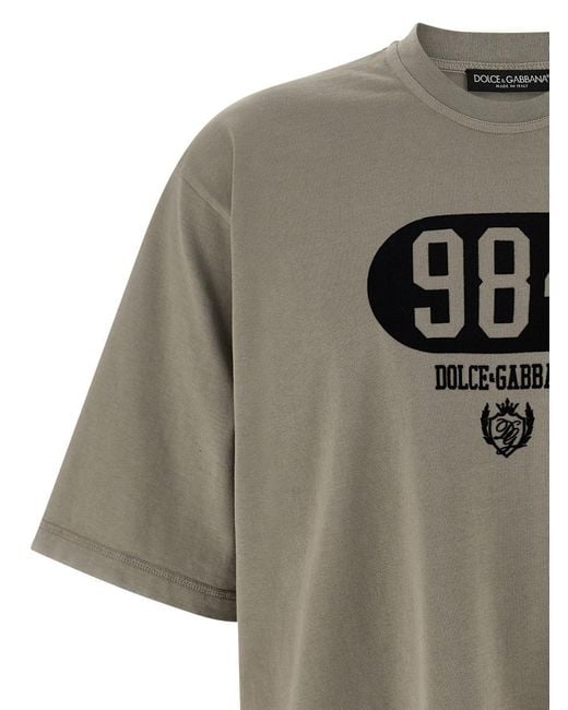 Dolce & Gabbana Gray Flocked Print T-shirt for men